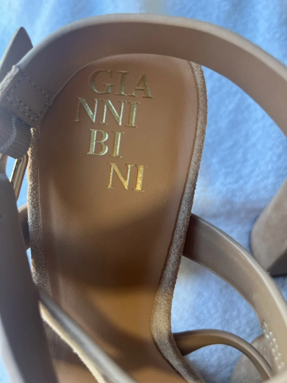 Gianni Bini Beige Suede Strappy Platform Sandal